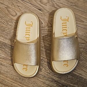 Juicy Couture Metallic Gold Slides